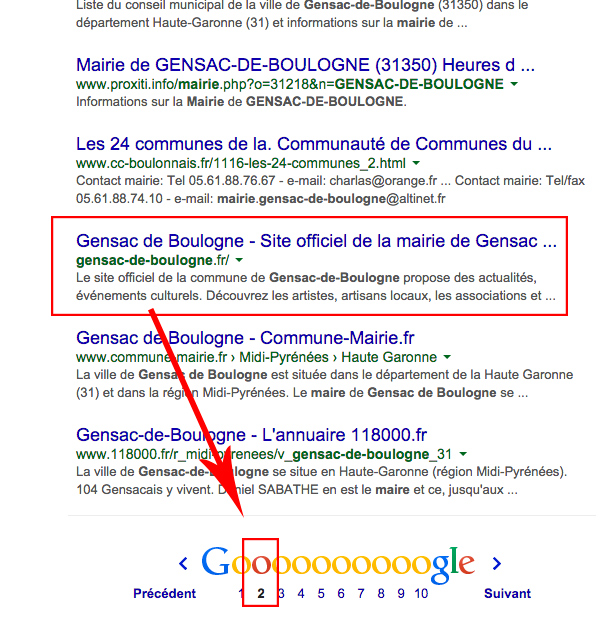 classement google du site