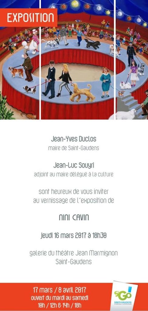 invitation au vernissage de l'exposition de nini cavin le 16 mars